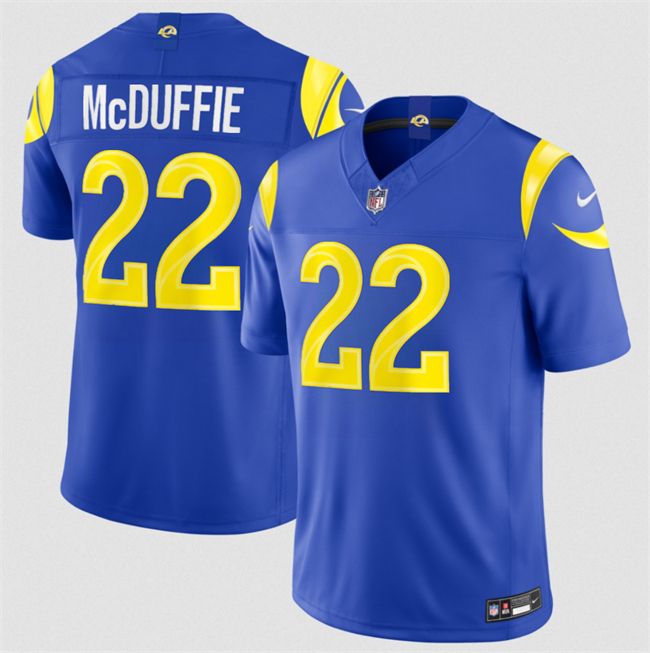 Men's Royal Los Angeles Rams #22 Trent McDuffie 2026 F.U.S.E. Vapor Limited Stitched Football Jersey